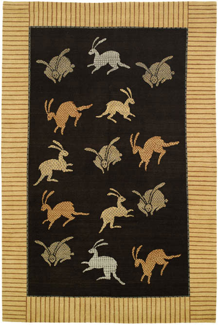 Anya Rabbits Rug<br />100% wool<br />6'x9'<br /><br /><br />